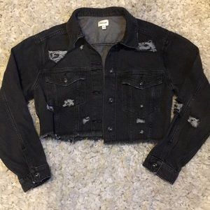 Cropped Black Denim Jacket